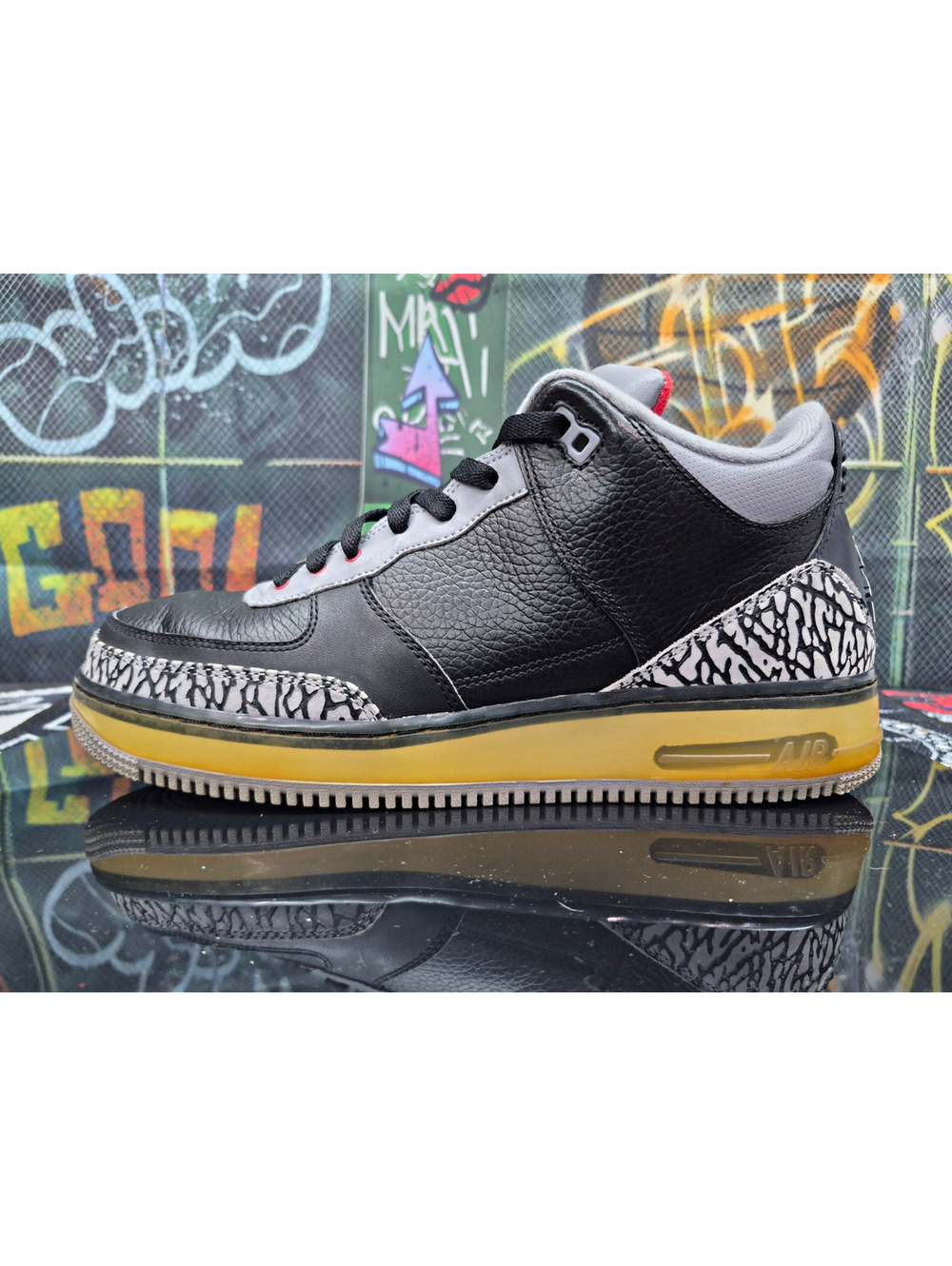 Jordan Air Jordan AJF 3 Fusion Low Top Sneakers Black Cement 323626-061 🔥